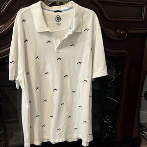 RTY White Polo Shirt with small gators or lizards SZ 3XT 100% Cotton